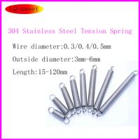 Ring Hook 304 Stainless Steel Tension Spring Extension Coil Spring Pullback Spring Wire Diameter 0.3/0.4/0.5mm