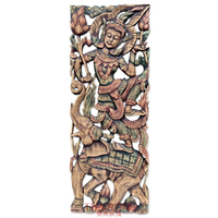 泰國實木鏤空雕花板背景墻木雕家居飾品 工藝品掛件壁掛泰北玫瑰1入