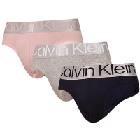 Calvin Klein Reconsidered Steel 棉質寬腰帶合身三角褲 CK內褲-粉、灰、深藍 三入組