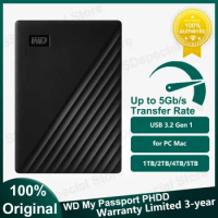 NEW WD Western Digital Black My Passport External HDD 2TB USB 3.2 Gen 1 Hard Disk 1TB Mobile Storage Drive 4TB 5TB For PC/Mac