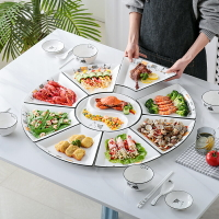 陶瓷拼盤碗碟餐具北歐可愛盤子菜盤家用創意年夜飯組合家庭聚餐盤