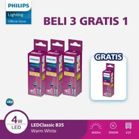 Paket Lampu Philips Beli 3 Dapat 4 Lampu Philips Filament Bohlam LED 4W B35 E14 Kuning
