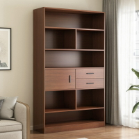 書架 書櫃 書桌 書架落地書櫃置物架客廳靠墻格子櫃家用簡易實木色收納櫃子儲物櫃