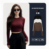 Áo Thun Nữ Dài Tay Croptop Dáng Ôm Body, Chất Liệu Cotton Co Giãn Thoải Mái AT04
