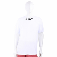 MSGM 領邊塗鴉字母白色棉質短袖TEE T恤(男款)