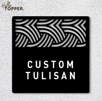 Custom Tulisan Sign Board Acrylic Kotak Motif Akrilik UV Print Sign Board Papan Custom Wave