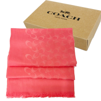 COACH 經典C LOGO羊毛混桑蠶絲巾圍巾禮盒(玫瑰粉)