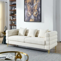 81 Inch Oversized Sofa,Elegant 3 Seater Sectional Sofa,teddy Fabric Sectional Sofa,Soft Sitting with 3 Pillows for Living Room