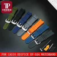 Modified watch strap For Casio EDIFICE EF-524D/524SP rubber watchband concave interface watch belt a