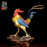 風水閣 《一鳴驚人》銅雞擺件 十二生肖彩雞家居裝飾工藝品