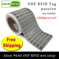 UHF RFID tag sticker Alien 9640 EPC6C wet inlay 915mhz868mhz860-960MHZ Higgs3 1000pcs free shipping adhesive passive RFID label