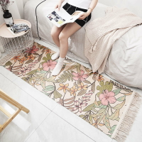 床邊床前地毯臥室腳墊子地墊長條方形可機洗棉麻床頭床尾家用房間