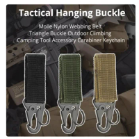 Outdoor Tactical Nylon Carabiner Keychain Camping Webbing Buckle 2pcs Molle Climbing Hanging Triangle for Accessory Belt Tool