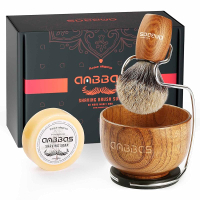 Anbbas Pure Badger Hair Shaving Brush Solid Wood Handle with Goat Milk Shaving Soap 100gStainless St