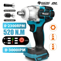 Electric Goddess DTW285 520N.m High Torque Brushless Electric Impact Wrench 1/2 &amp; 1/4 Inch Compatible For Makita 18V Battery