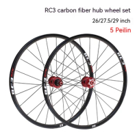 26/27.5/29 Inch Mountain Bike Wheel Set Carbon Fibre Hubs Bearing Disc Brake Wheelset Quick Release Barrel Axle Bike Parts