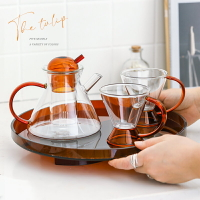 悠米兔英式花茶壺網紅下午茶壺套裝創意茶杯歐式茶水分離玻璃茶具