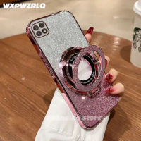 Luxury Bling Glitter Electroplate Holder Phone Case For Samsung Galaxy Wide 5 A22 F42 5G A22s Magsafe Magnetic Bracket Cover