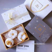 Christmas/ new year snow flake Hot samping Cake Box dessert macarons boxes pastry packaging boxes100 pieces/lot