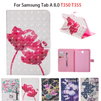 SM-T350 Case For Samsung Galaxy Tab A T350 T351 T355 P350 8.0" Smart Case Cover Funda Tablet Fashion PU Leather Stand Shell