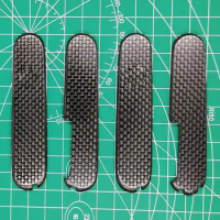 1 Pair Custom Hand Made 3K Full Carbon Fiber Saber Knife Handle Scales for 91mm Swiss Army Knife Replacement Scales