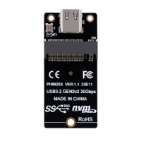 NVME To USB 3.2 Type-C Adapter M2 NVME SSD Adapter Black PCB Support M2 Nvme SSD 2230/42/60/80
