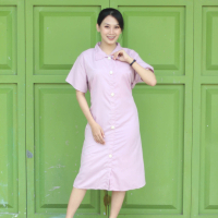 DRES WANITA ANDIN DRES BUSUI HOM DRES KANCING HIDUP TIARA COD KOREAN STYLE FULL KANCING - Dress Kore