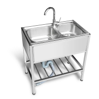 架子水槽廚房雙槽不銹鋼洗手盆帶支架洗碗水池帶擋板盆單槽洗菜不