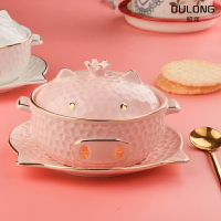 陶瓷碗可愛少女心ins餐具家用創意超萌豬雙耳甜品燕窩碗網紅精致