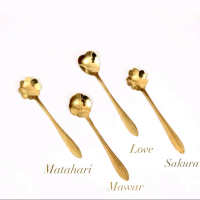 sendok teh gold estetik bunga sendok love