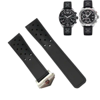 Watchband 22mm 24mm for TAG HEUER MONACO Strap CARRERA FORMULA 1 Rubber Silicone Watch Strap Black Blue