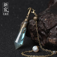 【全球優品滙】超好看靈擺 水晶靈擺 水晶項鏈  水晶吊墜 吊墜 能量石 天然水晶 灰月光粉紫白茶黃藍砂