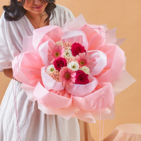 Bloomthis Imogen Ros Pink Buket Petal | Imogen Pink Rose Petal Bouquet
