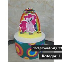 3D Kat 1 - HIASAN KUE BACKGROUND CAKE TOPPER LITTLE PONY KUDA PONY
