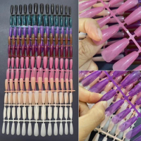 260pcs/bag Long Coffin Soft Gel X Nails Extension System Full Cover Press On False Nail Tips Manicure Fake Nails