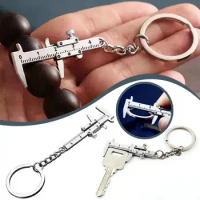 Portable Mini Vernier Caliper Silver Measurement Tool Pendant Metal Material Automobile Turbo Key Chains Accessories