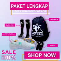 Paket Lengkap Sepatu Futsal RAF White XERACION ONE LS Dewasa sepatu futsal set futsal