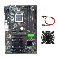 B250 BTC Mining Motherboard with CPU Cooling Fan+Cable 12XGraphics Card Slot LGA 1151 DDR4 SATA3.0 USB3.0 for BTC Miner