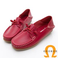 GEORGE 喬治-水洗系列 素面繩結大底休閒鞋 女鞋-紅
