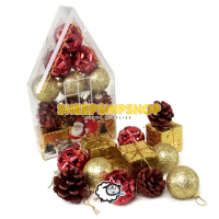 BOLA NATAL SET RUMAH BESAR Dekorasi Merry Christmas Ornament Hiasan Pohon Natal