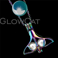 R-C685 Colorful Whale Fin Tail Beads Cage Pendant Perfume Diffuser Aromatherapy Stone Pearl Cage Locket Necklace