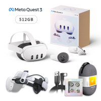 【Meta Quest】Meta Quest 3 VR眼鏡 512GB日規 混合實境+M2 Pro電池頭戴+改裝套件+C2包+傳輸線(送類比套)