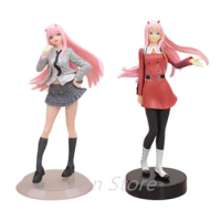 18CM Anime Darling in the FranXX Figure 02 ZERO TWO School Uniform Dress Up JK Skirt Model Toy Gift Collection PVC Standing