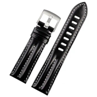 Genuine Leather Watch Band 20mm 21mm 22mm For Omega Seamaster 300 007 Speedmaster AT150 AT150H Ocean Universe Male Strap Black