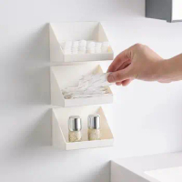White/Transparent Mirror Cabinet Organizer Self Adhesive Plastic Sundries Organizer Perforated Free Space Saving
