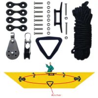 Kayak Anchor Trolley Kit W/ Nylon Rope Screws Ring 316 Hardware Pad Eye