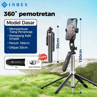 ORIGINAL INBEX IB180 Tongsis Tripod Bluetooth Quadpod 180CM dengan Lampu 3 Warna 1.8m Stabilizer HP 