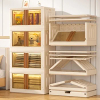 Large Capacity Folding Storage Box, Home Clothing Book Storage Box, Four Sides Open Wardrobe Organizer, Transparent Plastic Box