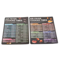 2PCS Air Fryer Magnetic Cheat Sheet Set Fryer Accessories Cook Times Cooker Accessories Magnet Chart Kitchen Guide Cookbook