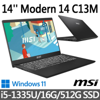 (滑鼠促銷組)msi微星 Modern 14 C13M-1063TW 14吋 商務筆電 (i5-1335U/16G/512G SSD/Win11/經典黑)